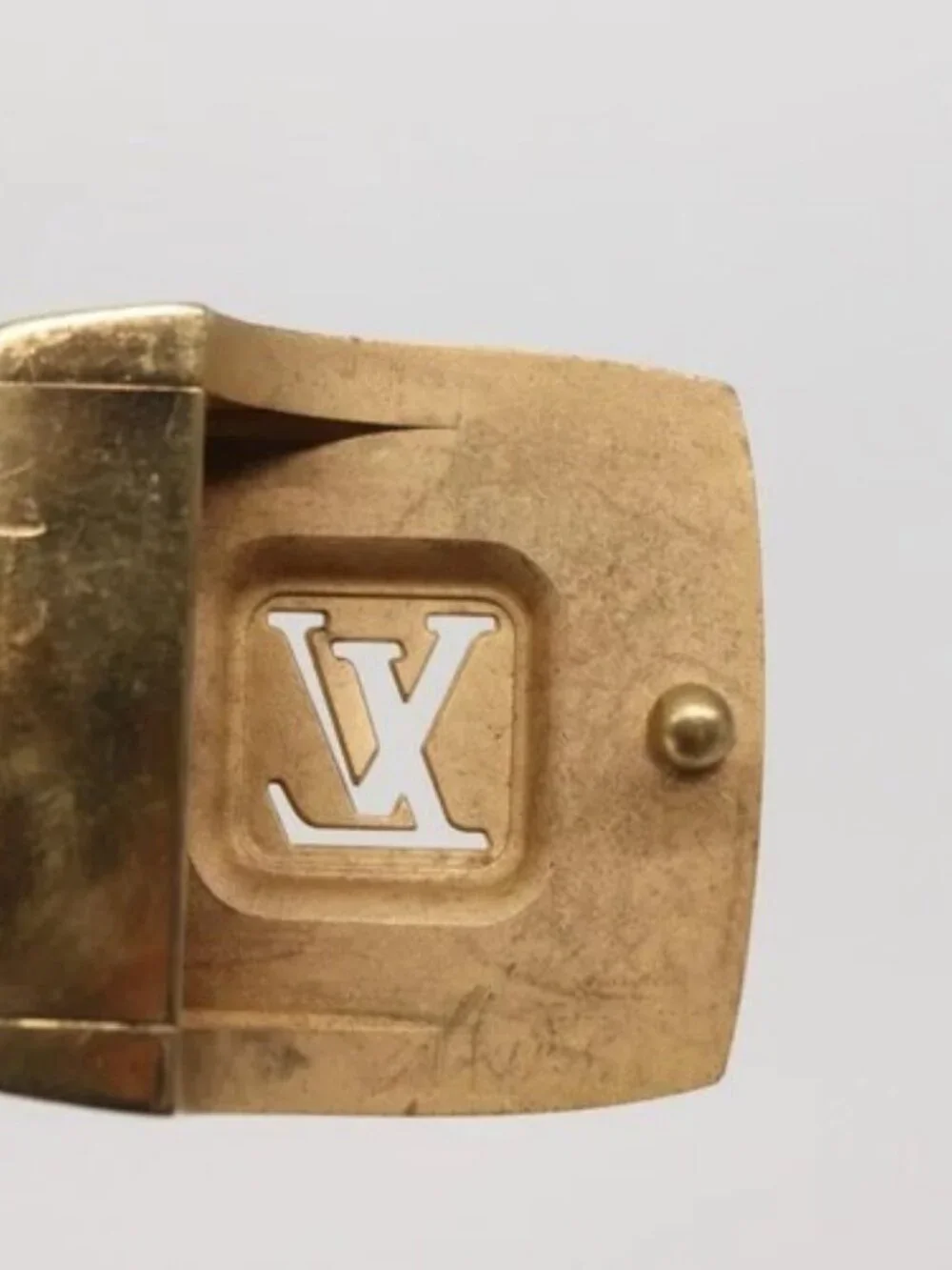 Share LOUIS VUITTON Multicolor Ceinture Carre LV Cut Belt White LV Auth 166023 - Picture 6 of 11